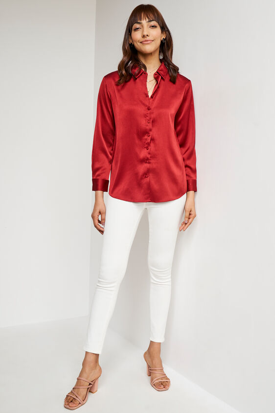 Red Solid Curved Top, Red, image 4